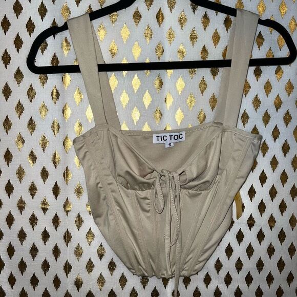 No Brand Tops - Nude corset crop top strappy tank top tictoc size S